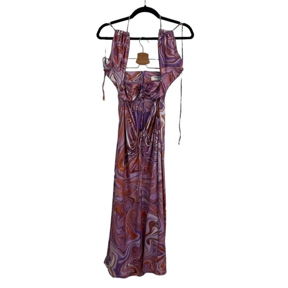 House of CB London Kasia Purple Swirl Print Cut Out Midi Dress Size M - Picture 2 of 12